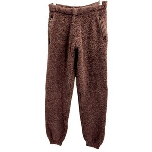 Skims Teddy‎ Joggers Red Brown Drawstring Zipper Pockets